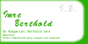 imre berthold business card